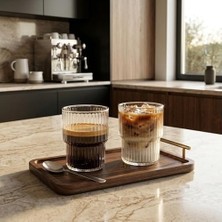 Prime Borosilikat Cam Bardak, 200 ml Ideal Kapasite, Dayanıklı Yapı, Makinede Yıkanabilir, Ev Ofis Restoran Için Kullanıma Uygun Çizgili Borosilikat Cam Çay Kahve Espresso Sunum Bardağı
