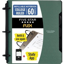 Store Esnek Doldurulabilir Defter + Çalışma Uygulaması, Kolej Çizgili Kağıt, 1 Inç Techlock Halkalar, Cepler, Sekmeler ve Bölücüler, 200 Yaprak Kapasitesi, Yeşil (29328AQ8)
