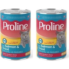 Prime Proline Somonlu ve Alabalıklı Sos Içinde Gravy Yetişkin Kedi Konservesi 400 gr 2li Paket