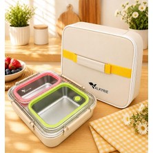 MSP 2 Bölmeli 304 Paslanmaz Çelik Lunch Box | Sızdırmaz Renkli Yemek Taşıma Kabı + Termal Çanta