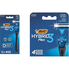 Store Hybrid 3 Flex 1 Sap & 4 Başlık Erkek Tıraş Bıçağı ve 4'lü Yedek Tıraş Bıçağı Kartuşu Seti