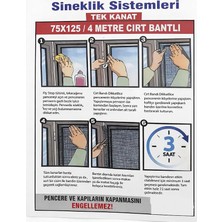 MSP Tek Kanat Pencere Sineklik 75X125CM 4mt Cırt Bantlı