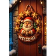 Filizora Digital Market Yuvarlak Yıldızlı Ahşap Noel Kapı Süsü Yılbaşı Mazemeleri Yılbaşı Temalı Hediyeler 2026 (23-23 Cm)