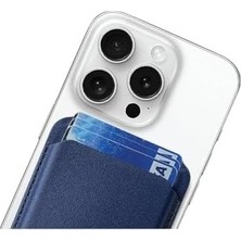 Prime Bix Tmw2 Magsafe Manyetik Deri Kartlık Katlanabilir Standlı Cüzdan Mavi