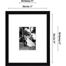 11X14 Siyah Resim Çerçevesi - 5x7 Mat ve 11X14 Mat Olmadan Görüntüler - Kırılmaya Dayanıklı Camlı Kompozit Ahşap - Duvar Için Yatay ve Dikey Formatlar