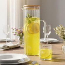 Prime 1000ML Bambu Kapaklı Borosilikat Cam Yağlık & Sürahi – Şık, Dayanıklı ve Sağlıklı Saklama Çözümü (8cm x 20CM)