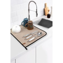MSP Bulaşık Kurutma Matı 46X36 cm Kurulama Bezi Kurutma Örtüsü Tezgah Üstü Bej