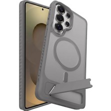 MSP [frost-Stand] Samsung Galaxy S25 Ultra Için Kılıf Yatay Stantlı Manyetik [magsafe ile Uyumlu] S25 Ultra Koruyucu Darbeye Dayanıklı Arkası Sert ve Yarı Saydam Samsung S25 Ultra Kılıf (Gri)