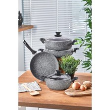 MSP Mastercook Tombik 7 Parça Granit Tencere Seti Gri