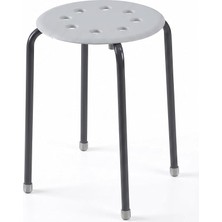 MSP Metal Ayaklı Plastik Tabure 44 cm - Minimalist Yuvarlak Mutfak ve Balkon Taburesi, Üst Üste Istiflenebilir Ergonomik Delikli Ev Taburesi, Gri/antrasit