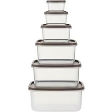 Prime 6’lı Saklama Kabı Seti Koyu Kum Beji Kapaklı | 300 ml – 3150 ml Çok Amaçlı Gıda Saklama Kabı | Bpa Içermeyen Şeffaf Plastik