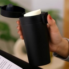 Prime 380 ml Siyah Sızdırmaz Termos Matara – Çift Katmanlı Paslanmaz Çelik, Isı Yalıtımlı Seyahat ve Ofis Kupası