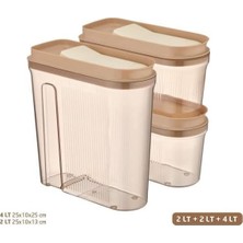 Prime Luks Erzak Saklama Kabı, Şeffaf Bakır 3 'lü Set (4 Lt+2 Lt+2 Lt)