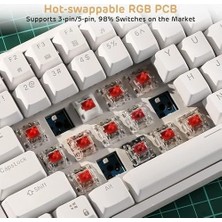 Leaven K620 Type-C Kablolu Klavye LED Rgb 61 Tuşlu Rgb Mekanik Oyuncu Işıklı Klavye Ergonomik Tasarım Bilgisayar Pc Için Gaming Keyboard Beyaz Renk Kırmızı Switch