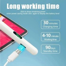 Prime Dokunmatik Stylus Kalem LED Göstergeli Manyetik Gövdeli Type-C Şarjlı Hassas Uçlu Çizim ve Not Alma Kalemi Tüm Touchscreen Cihazlarla iPad ile Uyumlu | ZR61 (Siyah)