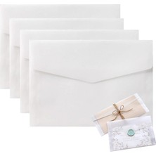 Prime Davetiye Zarfları, 50 Adet 12.5X17.5 cm Pencere Zarflar, Beyaz Yarı Saydam Düğün Zarfı, Parti ve Doğum Günü Davetiyeleri Için, Kartpostal ve Tebrik Kartı Zarfları