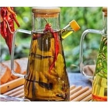 Prime 900 ml Bambu Kapaklı Cam Yağdanlık Sirkelik Süt Saklama Su Sürahisi