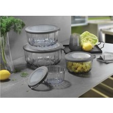 Prime Vakumlu Saklama Kabı, Şeffaf Füme 4'lü 3 L + 2 L + 1 L + 0, 5 L