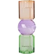 Prime Kristal Mum Tutucu, Nane, Menekşe, Açık Kahverengi, 16,5x6 cm
