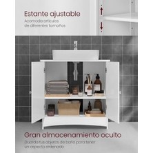 Vasagle 2 Kapılı Lavabo Dolabı, Banyo Dolabı, Ayarlanabilir Raflar, Bol Depolama Alanı, 60 x 30 x 60 Cm, Beyaz BBC01WT