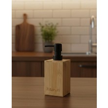 Karok Ticaret Barotti Bambu Sıvı Sabunluk, Dikdörtgen Tasarım, Siyah Pompalı, Banyo ve Mutfak Için Doğal Bambu Sabun Dağıtıcı