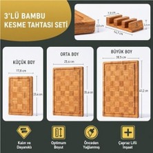 Daisy 3’lü Bambu Kesme Tahtası Seti Büyük Orta Küçük Boy Et Sebze Sunum & Servis Tahtası