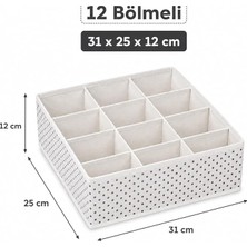 MSP 12 Bölmeli Çekmece Düzenleyici Organizer – Çorap, Iç Çamaşırı ve Aksesuar Saklama Kutusu – 31 x 25 x 12 cm – Çok Amaçlı Kumaş Dolap Düzenleyici