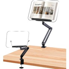 MSP Ayarlanabilir Masa Kenarı Kitap ve Tablet Standı – 360° Dönebilen, 87.5cm Yükseklik Ayarlı, Kelepçeli Metal Kol, Şeffaf Akrilik Panel, Kitap Okuma, Tablet, iPad ile Uyumlu | P87