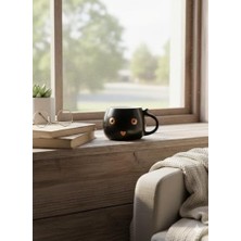 Prime Porselen Kedili Kupa Bardak 7,5 * 13 cm (Siyah)