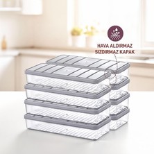 Prime - Nora 8'li 1.2 Litre Küçük Boy Açık Gri Saklama Kabı