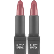 Karok Ticaret Uzun Süre Kalıcı Yoğun Renk Veren Nemlendirici Parlak Ruj - Glossy Lipstick 312 Rose (2 Paketi)