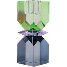 Prime Kristal Mum Tutucu, Nane Yeşili Koyu Mavi 11X4X4 cm