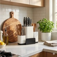 Prime Bıçak Organizeri ve Mutfak Gereçleri Düzenleyici – Çok Bölmeli Kaymaz Tabanlı Modern Bıçaklık, Ahşap ve Metal Bıçaklara Uygun Saklama Standı, Kaşık Spatula ve Kepçe Düzenleyici