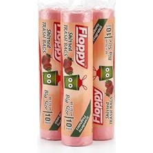 Prime Floppy Çilek Kokulu Büzgülü Çöp Torbası 65X70 cm (3 Rulo x 10 Adet) - Toplam 30 Adet Büyük Boy Ekonomik Set