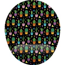 Prime Kaktüs Desenli Siyah Zemin Bilek Destekli Mouse Pad