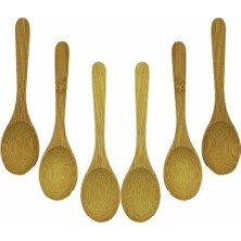 Prime Bambu Çay Kaşığı Seti, Oval Ahşap Kaşık, Doğal Bambu Malzeme, 6 Parça
