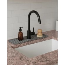 Prime Silikon Lavabo Matı, Mutfak ve Banyo Evye Çevresi Organizeri, Gri