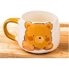 Prime Sevimli Ayı Kabartmalı Porselen Kupa - 350 Ml, El Dekoru Boyama, Şık ve Dayanıklı Kupa,krem, MUG51K