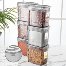 MSP Home 6'lı Lena Jumbo Set- Un ve Bakliyat Şeker Erzak Saklama Kabı - Dolap Kiler Düzenleyici Kutu 6x5,5 Lt
