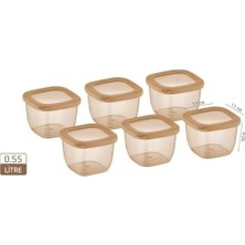 Prime Kumsal Kare Saklama Kabı, Şeffaf Bakır 6X550 ml