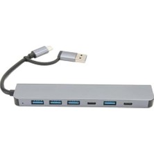 Type-C 7in1 USB 3.0 Hub, Usb/type-C To USB A, USB C Macbook Uyumlu Çevirici,