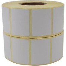 Prime Kuşe Etiket 40MM x 30MM Ruloda 1500X2 Adet 2 Rulo 40MM Çapında Baskısız Barkod Yazıcı Etiketi