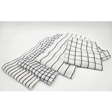 Prime Rinnig Desenli Çay Havlusu 45 x 60 Cm, 4'lü Set (Koyu Gri)