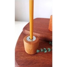 Prime (50 Adet) Mum ve (3 Adet) Özel Dizayn Ahşap Silindir Mumluk Dilek Mumu Doğal Petek Mum Beeswax Candle Sarı