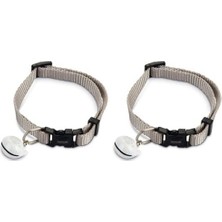 Prime Kedi Boyun Tasması, Zilli, Açık Gri, 20-30CM (2 Paketi)