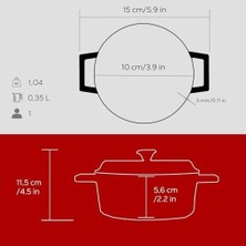 Prime Metal Döküm Mini Tencere, 10 Cm, 0.35 L Hacim, Kırmızı