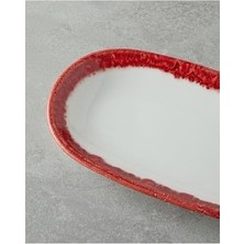 Prime Larry Porselen Kayık Tabak 24 cm Kırmızı