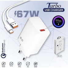 Prime Pdateknoloji 67W Turbo Hızlı Şarj Adaptörü ve Data Kablosu Beyaz Ms-22 2ın1 (Yerli Üretim)