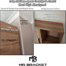 Mr.bracket 2 Adet Beyaz Çelik Deprem Dolap Sabitleme Aparatı 16X60X140MM - Mobilya Eşya Kitaplık Duvar Sabitleyici L Demir Gönye Köşebent
