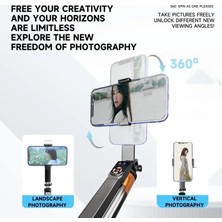 Prime 3 Eksen Anti Shake Stabilizasyonlu Selfie Çubuğu 170 cm Uzatılabilir Alüminyum Gövde 10 M Bluetooth Kumanda 360° Ayar 1/4 Vida Kamera Vlog Canlı Yayın | NP-L6S